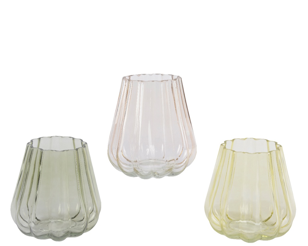 ***VASE GLASS ASSORTED dia14.00-H15.00cm