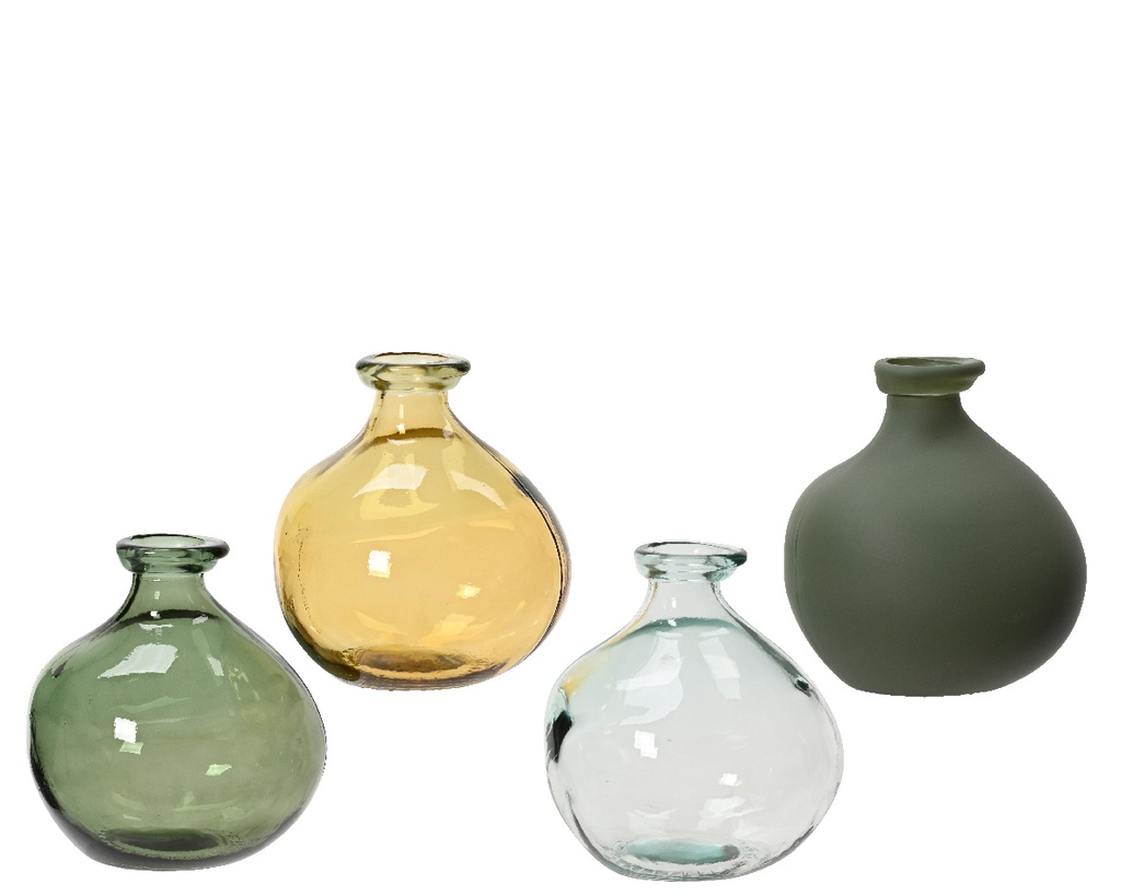 ***VASE RECYCLED GLASS ASSORTED dia16.00-H18.00cm