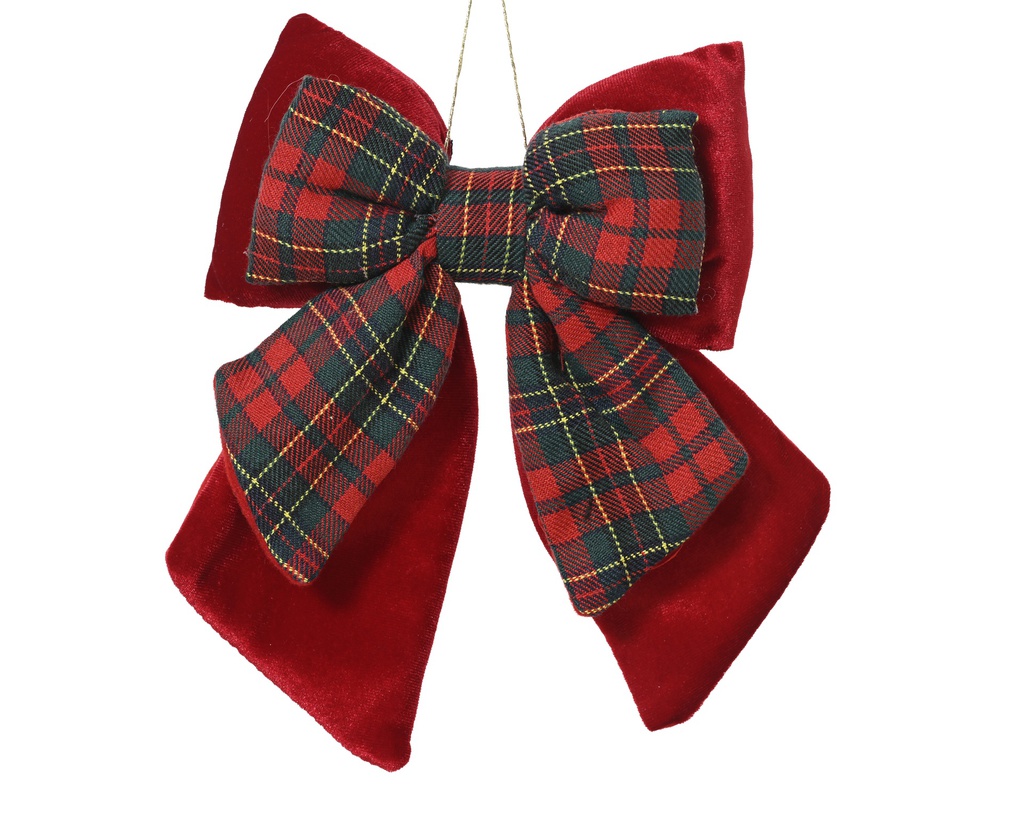***BOW POLYESTER VELVET CHRISTMAS RED L4.50-W18.00-H23.00cm
