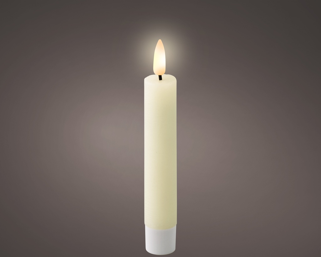VELA GOTICA BATERIA - INDOOR - CREMA -/LUZ CALIDA -dia2.20-H14.50cm-1L - SET DE DOS