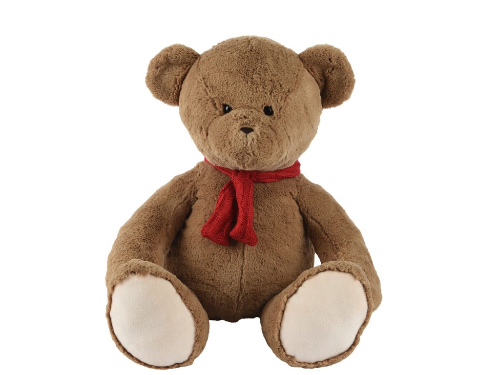 OSO PELUCHE MARRON CON LAZO ROJO - L25.00-W20.00-H25.00cm