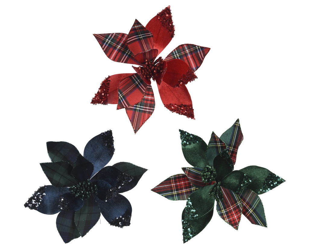 ***POINSETTIA POLYESTER VELVET ASSORTED dia27.00-H8.00cm