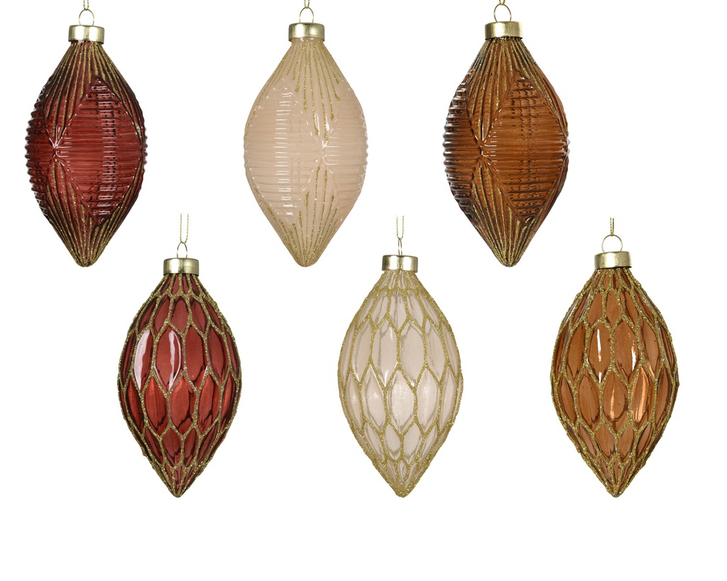 ***OLIVE GLASS W GOLD LINES ASSORTED dia6.50-H13.50cm