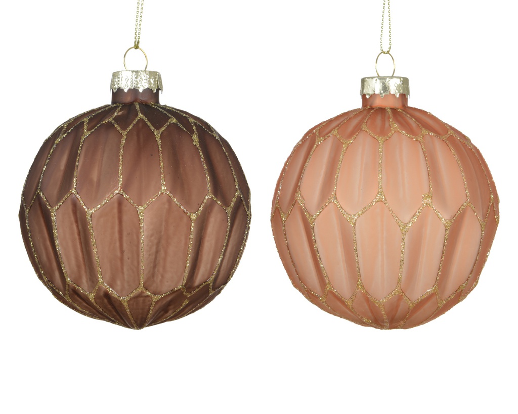 ***BAUBLES GLASS W GLITTER ASSORTED dia8.00cm