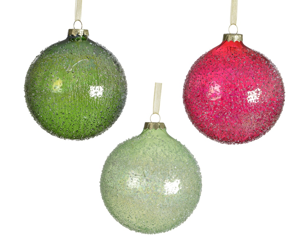 ***BAUBLES GLASS W GLASS BEADS ASSORTED dia8.00cm