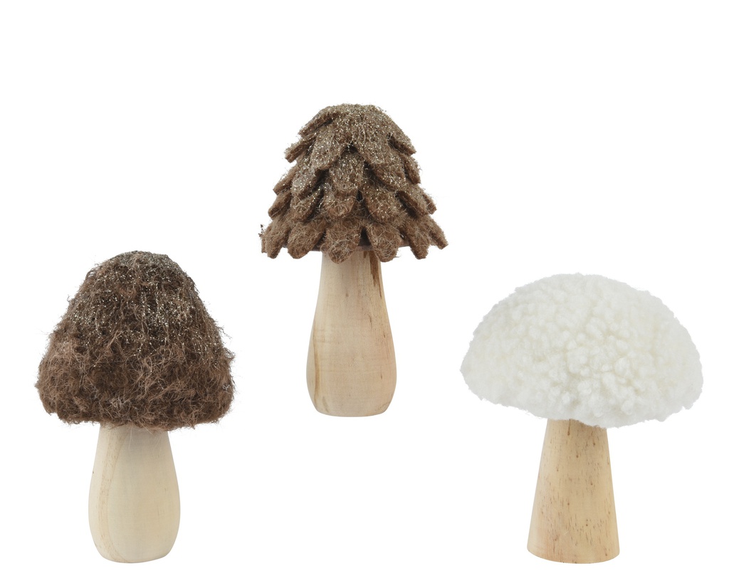 CHAMPIGNONS DÉCORATIF - 3 COULEURS - PRIX À L'UNITÉ - L11.00-W4.30-H12.50cm