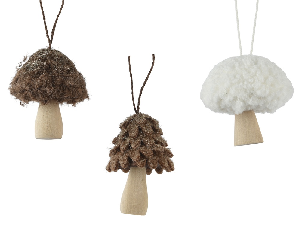 CHAMPIGNONS DÉCORATIF À SUSPENDRE - 3 COULEURS - PRIX À L'UNITÉ - L7.00-W7.00-H8.50cm