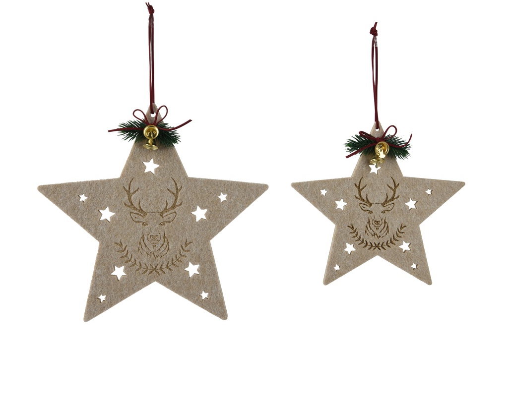 ÉTOILES EN FEUTRE - MARRON/BEIGE - L1.00-W23.00-H23.00cm