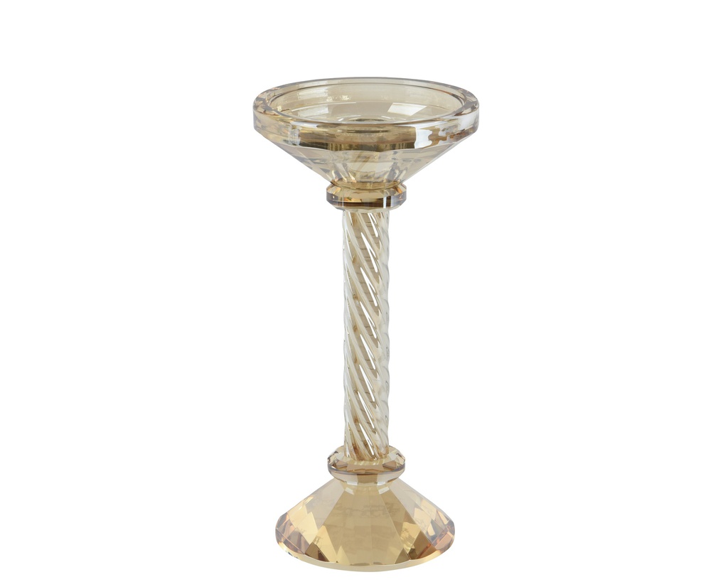 CANDELABRO CRISTAL - TRANSPARENTE Y MARRON - L10.00-W10.00-H20.00cm