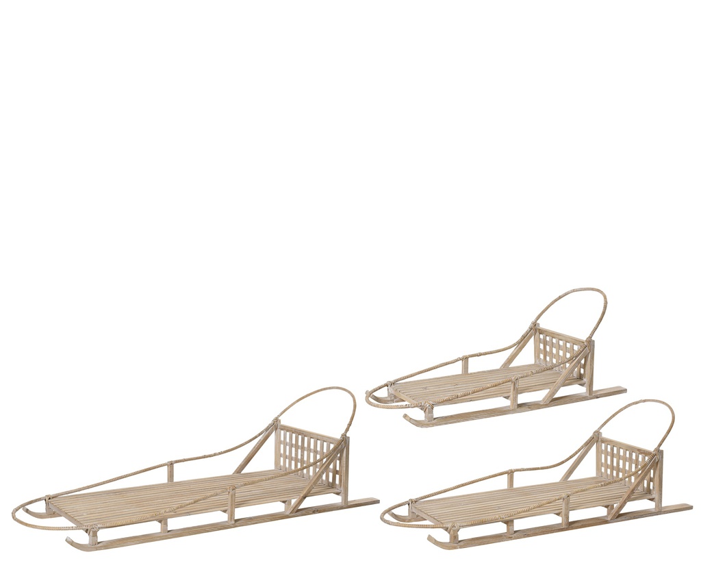 LUGES EN BOIS - NATUREL - LOT DE 3 - L138.00-W45.00-H42.00cm  L115.00-W40.00-H36.00cm  L93.00-W35.00-H35.00cm