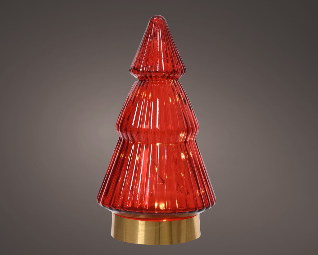 SAPIN MICRO LED - ROUGE/BLANC CHAUD - dia10.50-H19.50cm-15L