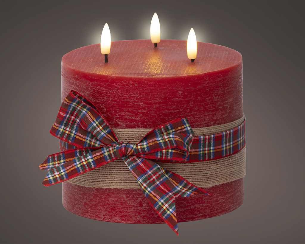***LED WICK CANDLE BO INDOOR RED/WARM WHITE dia15.00-H15.00cm-3L