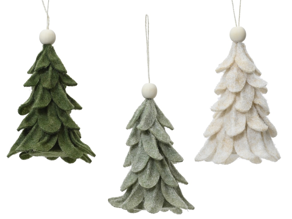 SAPINS DE NOEL - FEUTRE/BOIS - 3 MODÈLES - L10.00-W10.00-H14.00cm
