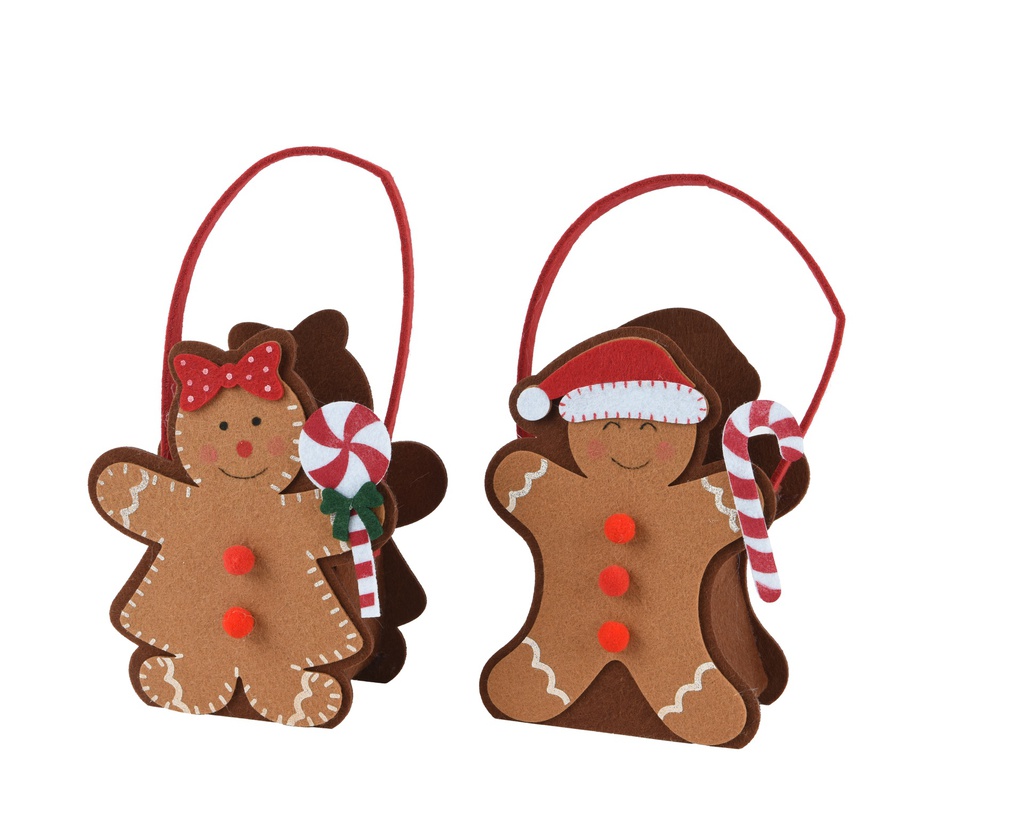 CESTA FIELTRO GALLETA GENGIBRE - 2 MODELOS - PRECIO UNIDAD -  L7.50-W14.00-H17.00cm