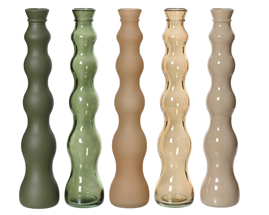 ***VASE RECYCLED GLASS ASSORTED dia7.00-H32.00cm