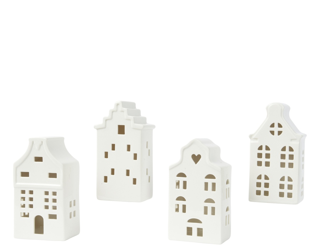 PETITES MAISONS EN PORCELAINES - 4 MODÈLES - L7.00-W9.60-H17.50cm