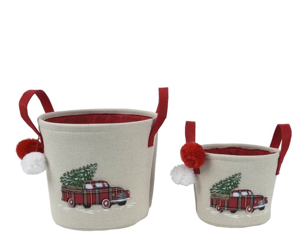PANIERS DE NOEL - SET DE 2 -  BEIGE - FAIT MAIN - dia25.00-H20.50cm  dia18.00-H14.00cm