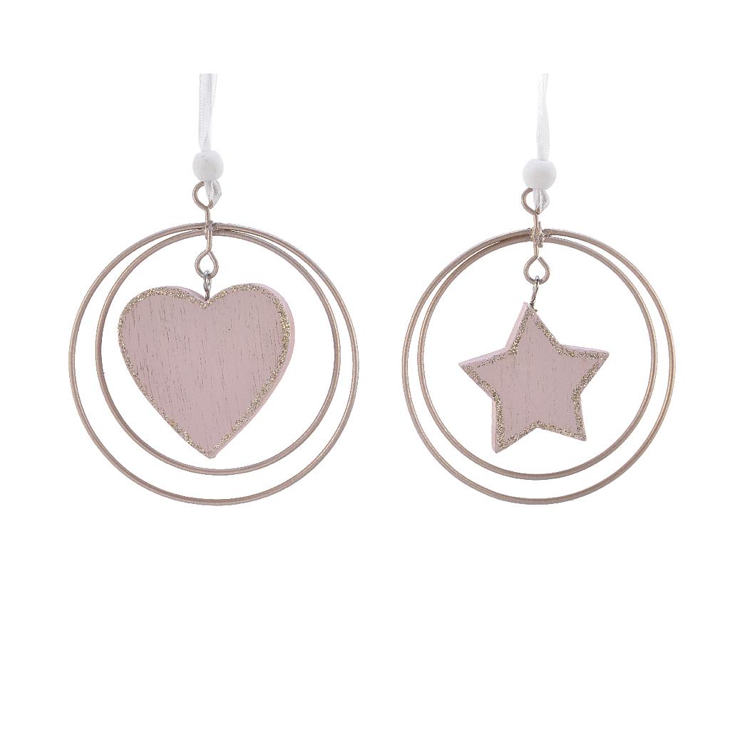 ESTRELLA/CORAZON FIBRA COLG 20CM 2SURT UD