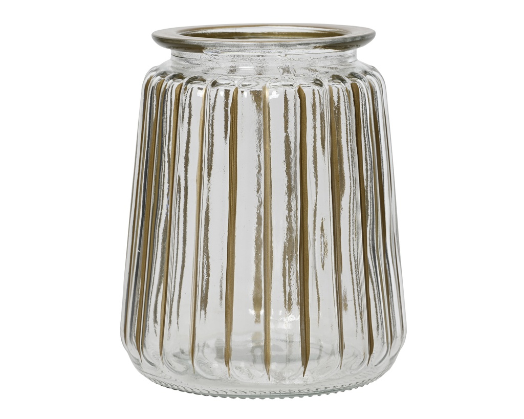 PORTAVELAS CRISTAL TRANSP/ORO dia12.00-H14.50cm