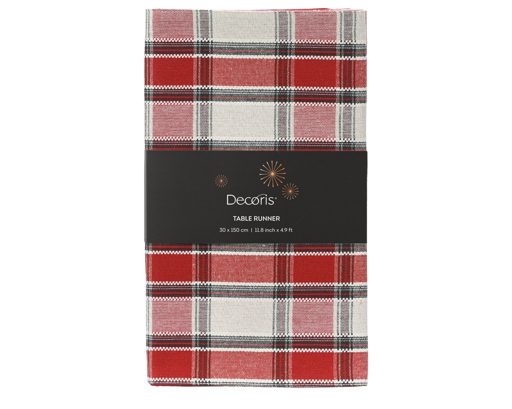 ***TABLERUNNER COTTON GREEN/RED L150.00-W30.00-H0.10cm