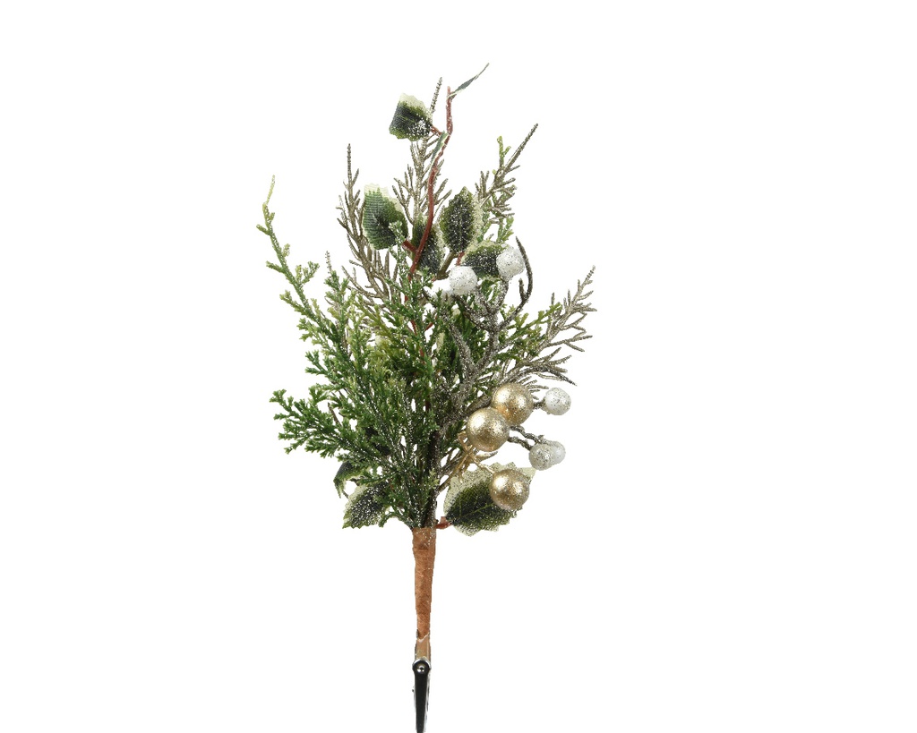  BRANCHE AVEC DES PAILLETTES VERTES - L4.00-W9.00-H25.00cm