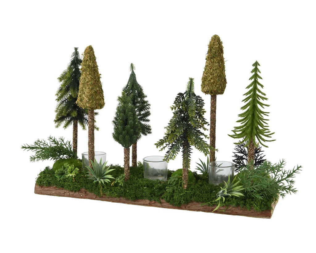 CENTRE DE TABLE ARBRES ET BOUGEOIRS - L14.00-W50.00-H35.00cm