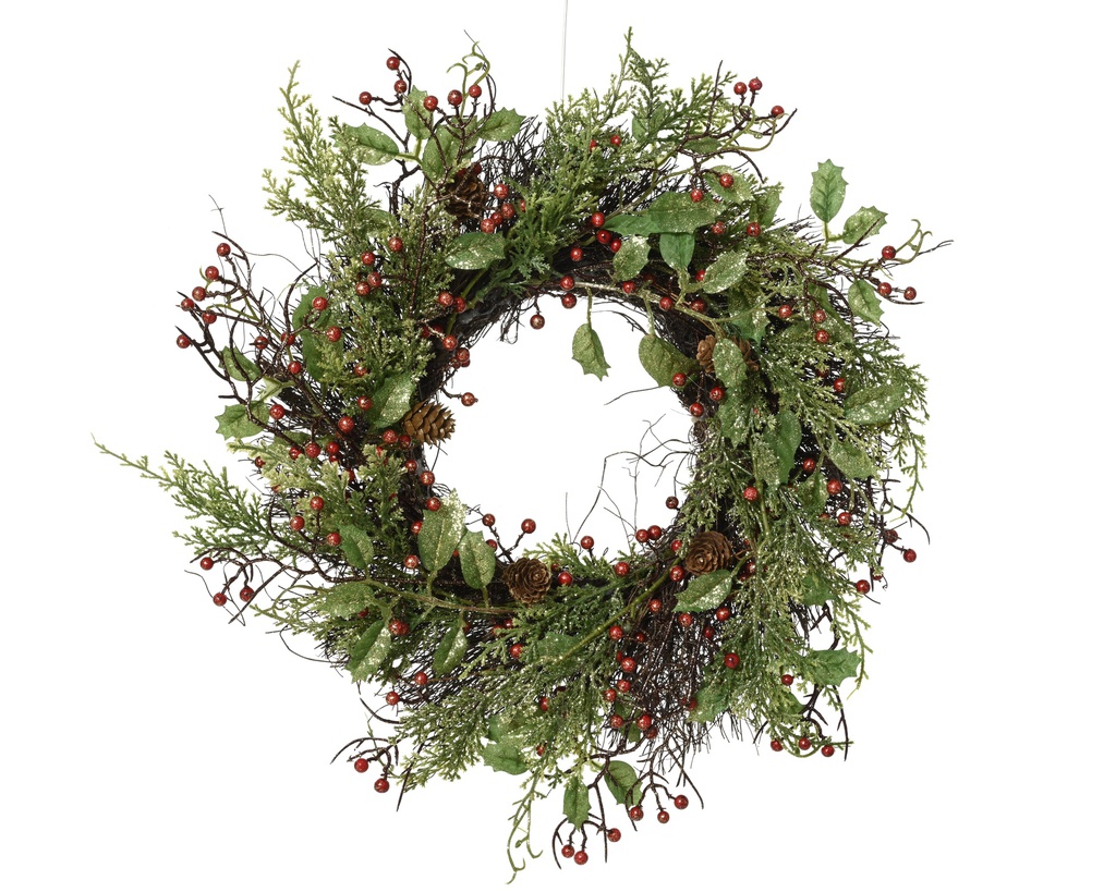 ***BERRY GLITTER WREATH GLITTER GREEN/COLOUR(S) dia40.00-H10.00cm