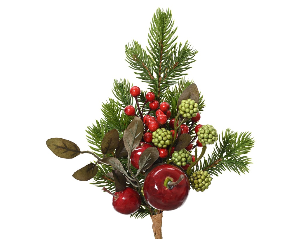 ***DECO APPLE BRANCH GREEN/RED W8.00-H26.00cm