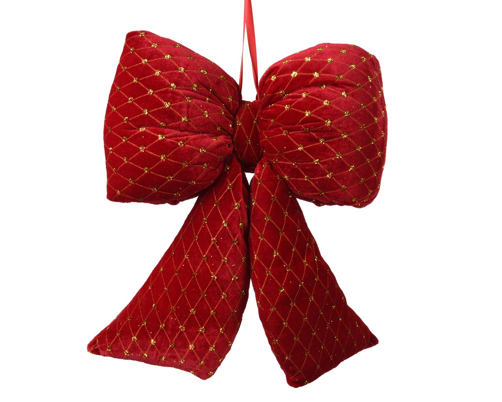 NOEUD EN VELOURS À SUSPENDRE - ROUGE - L4.00-W16.00-H19.00cm