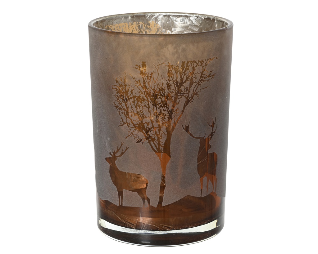 BOUGEOIR EN VERRE - MARRON - dia12.00-H18.00cm