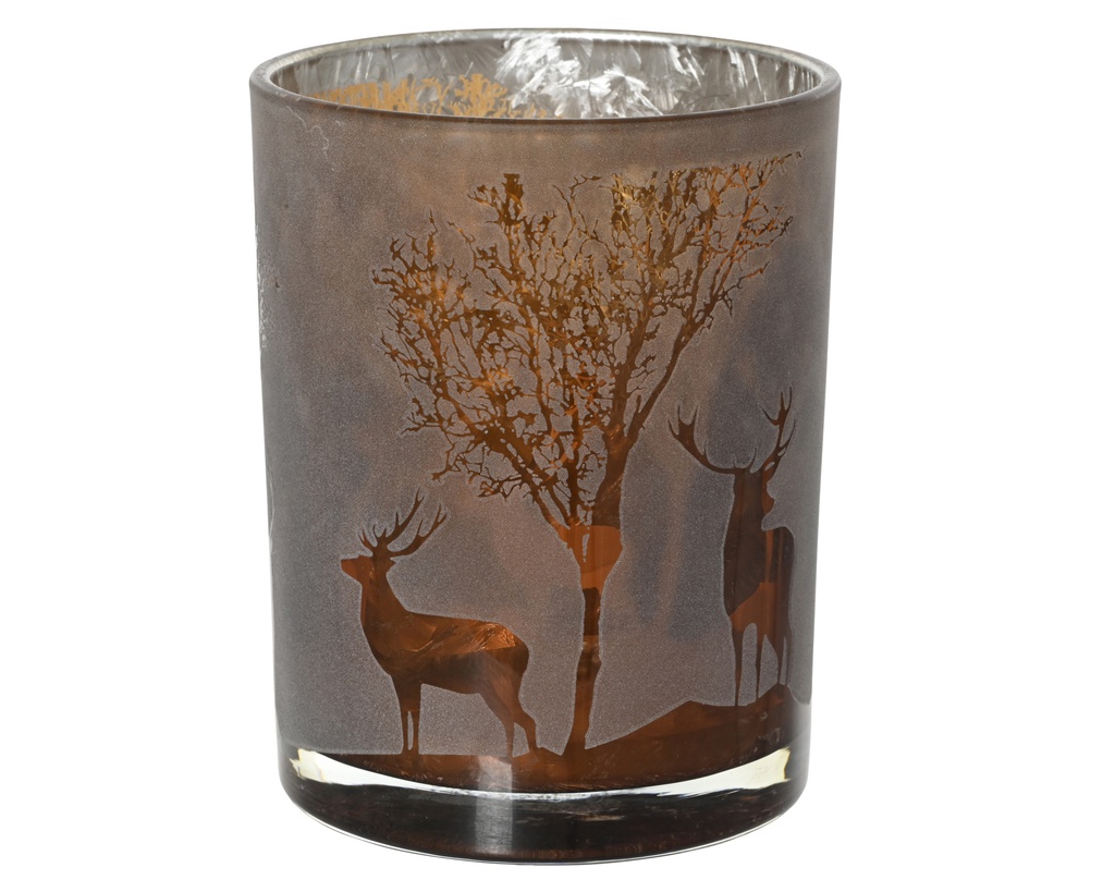 PORTAVELAS CRISTAL MARRON/TRANSP  dia10.00-H12.50cm