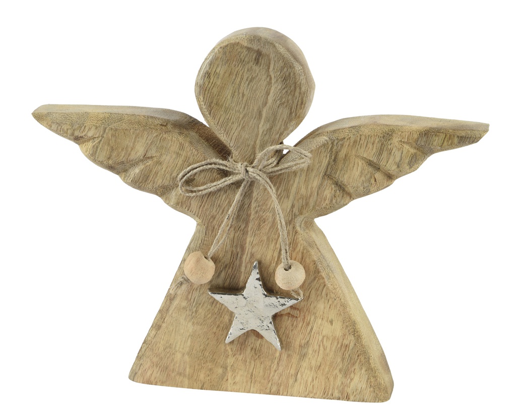 ANGE EN BOIS DE MANGUE NATUREL L18.00-W2.50-H14.50cm