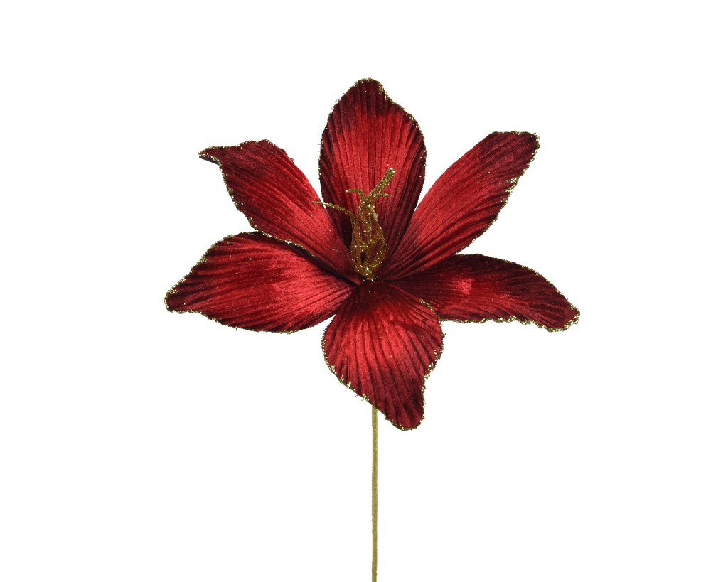 PONSETTIA ROJO Y DORADO - ATERCIOPELADA -  L23.00-W10.00-H60.00cm