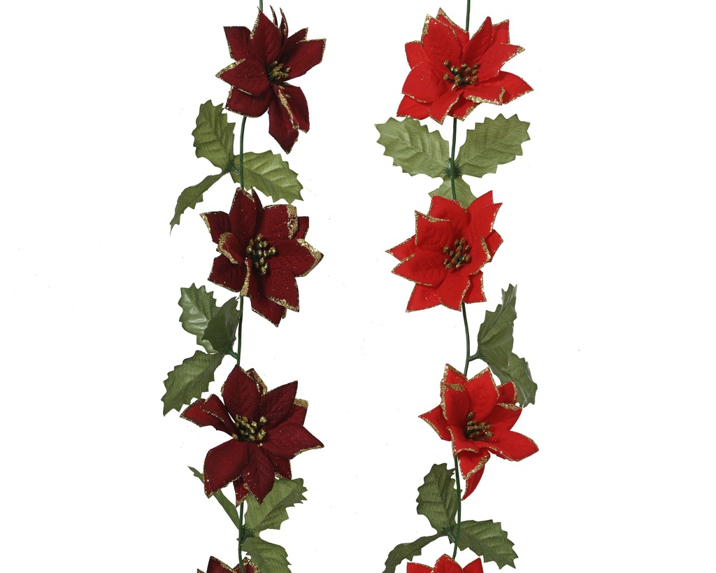 GUIRLANDE DE PONSETTIA - 2 COULEURS - PRIX À L'UNITÉ - L11.00-W7.00-H270.00cm