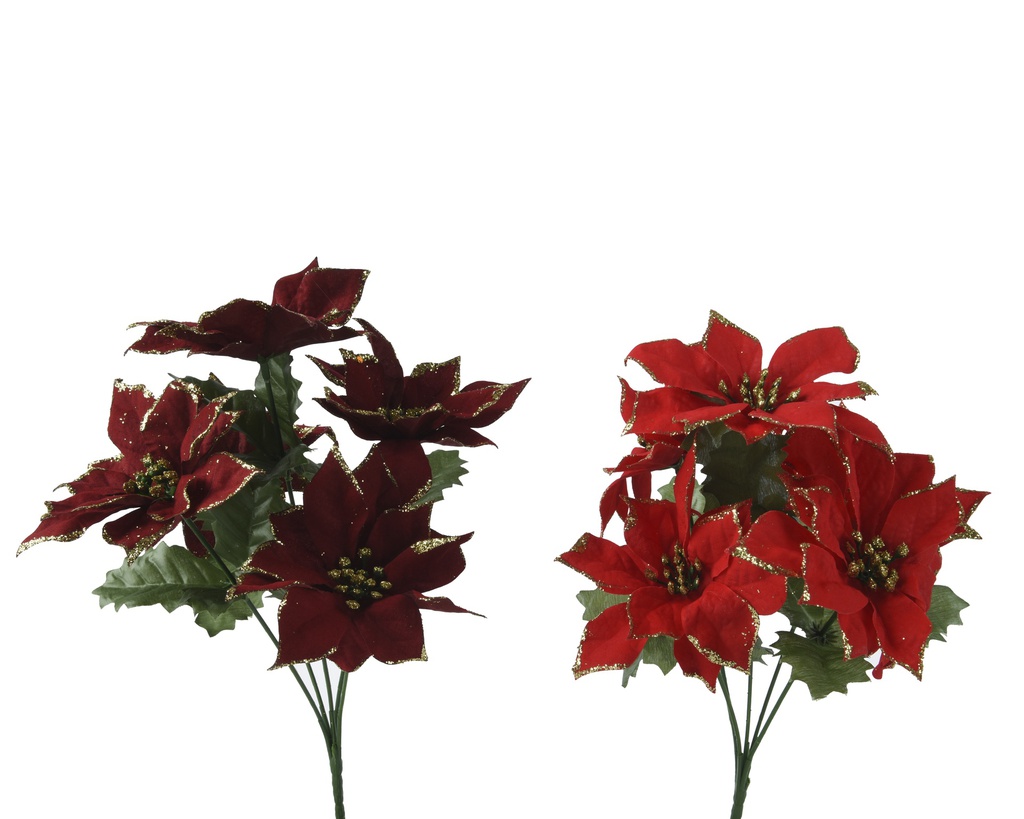 BOUQUET DE POINSETTIA - 2 COULEURS - PRIX À L'UNITÉ - W26.00-H36.00cm