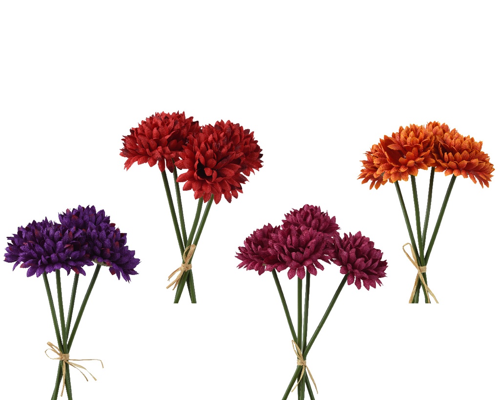 BOUQUET DE CHRYSANTHÈMES - 4 COULEURS - PRIX À L'UNITÉ - W12.00-H28.00cm