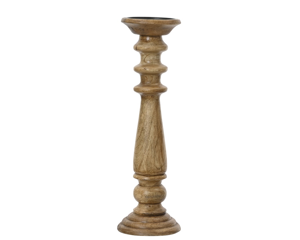 BOUGEOIR EN BOIS DE MANGUE - NATUREL - L15.00-W15.00-H46.00cm