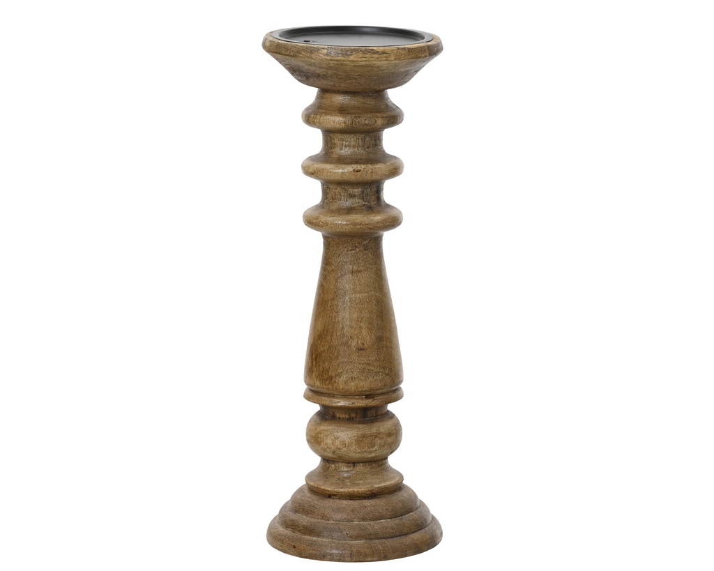 ***CANDLEHOLDER MANGOWOOD NATURAL L12.00-W12.00-H36.00cm