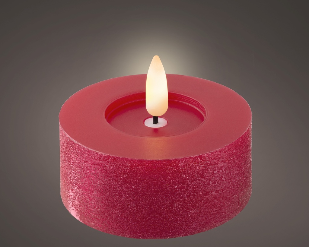 VELA DE TE LED CHRISTMAS RED/WARM WHITE dia7.00-H6.00cm-1L