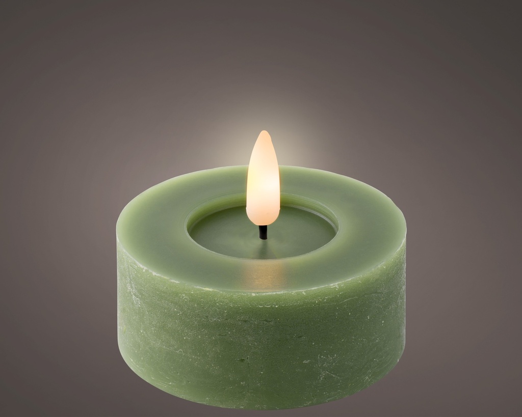VELA DE TE LED GREEN/WARM WHITE dia7.00-H6.00cm-1L
