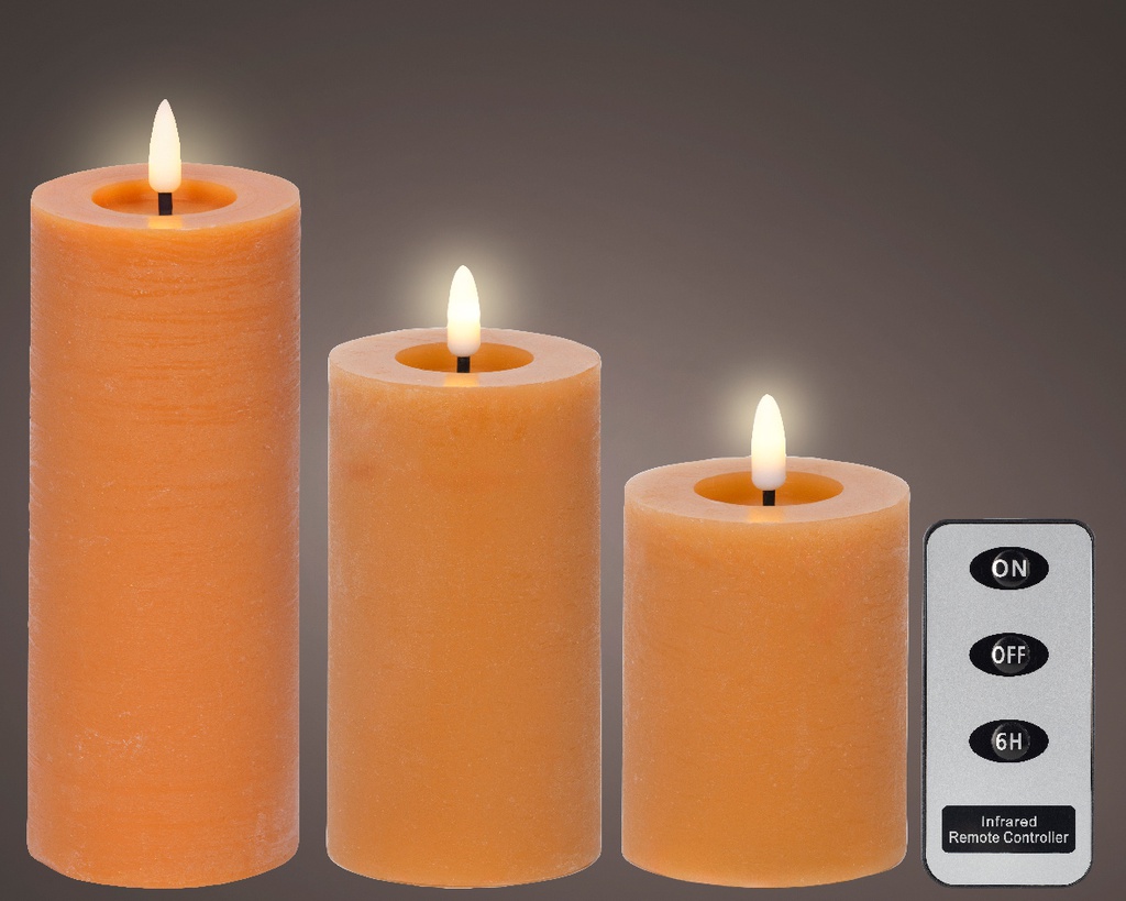 ***LED WICK CANDLE BO INDOOR ORANGE/WARM WHITE dia7.00-H19.00cm-1L