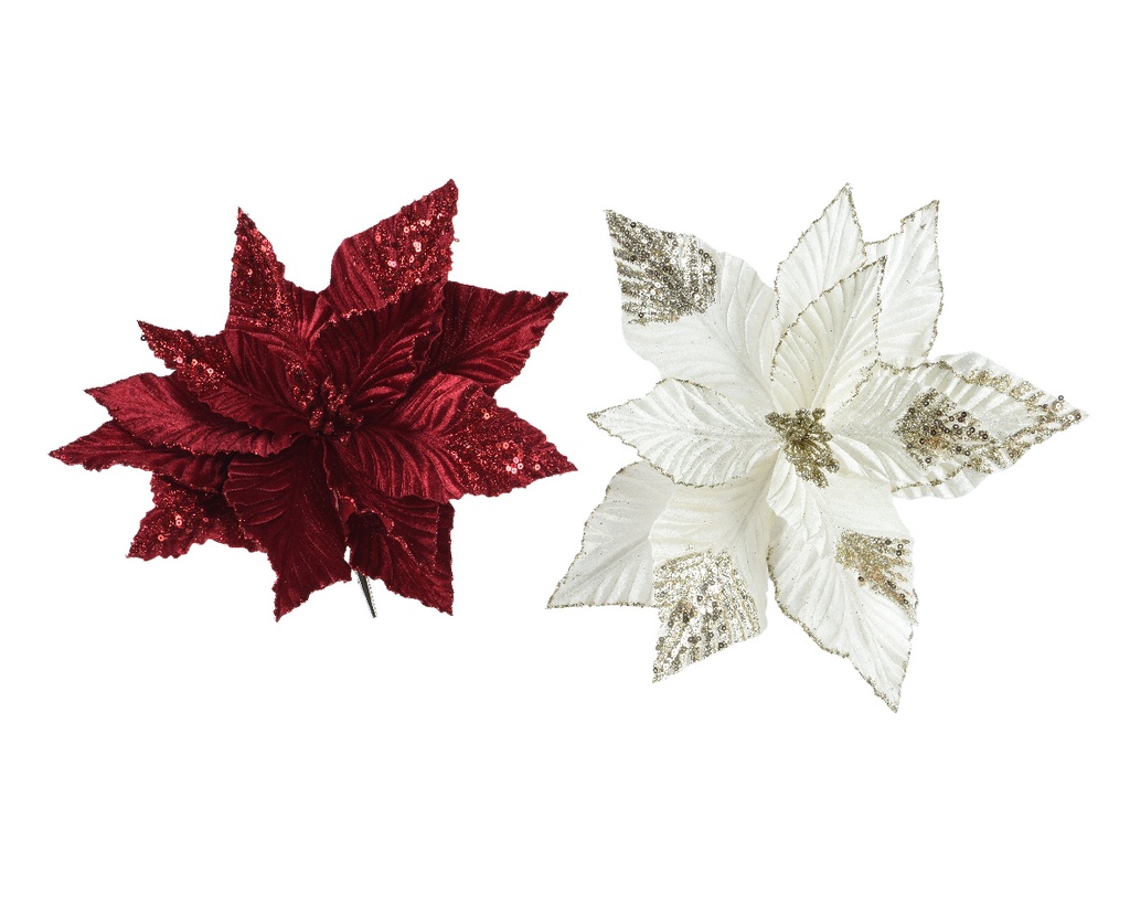 ***POINSETTIA POLYESTER VELVET ASSORTED dia30.00-H15.00cm
