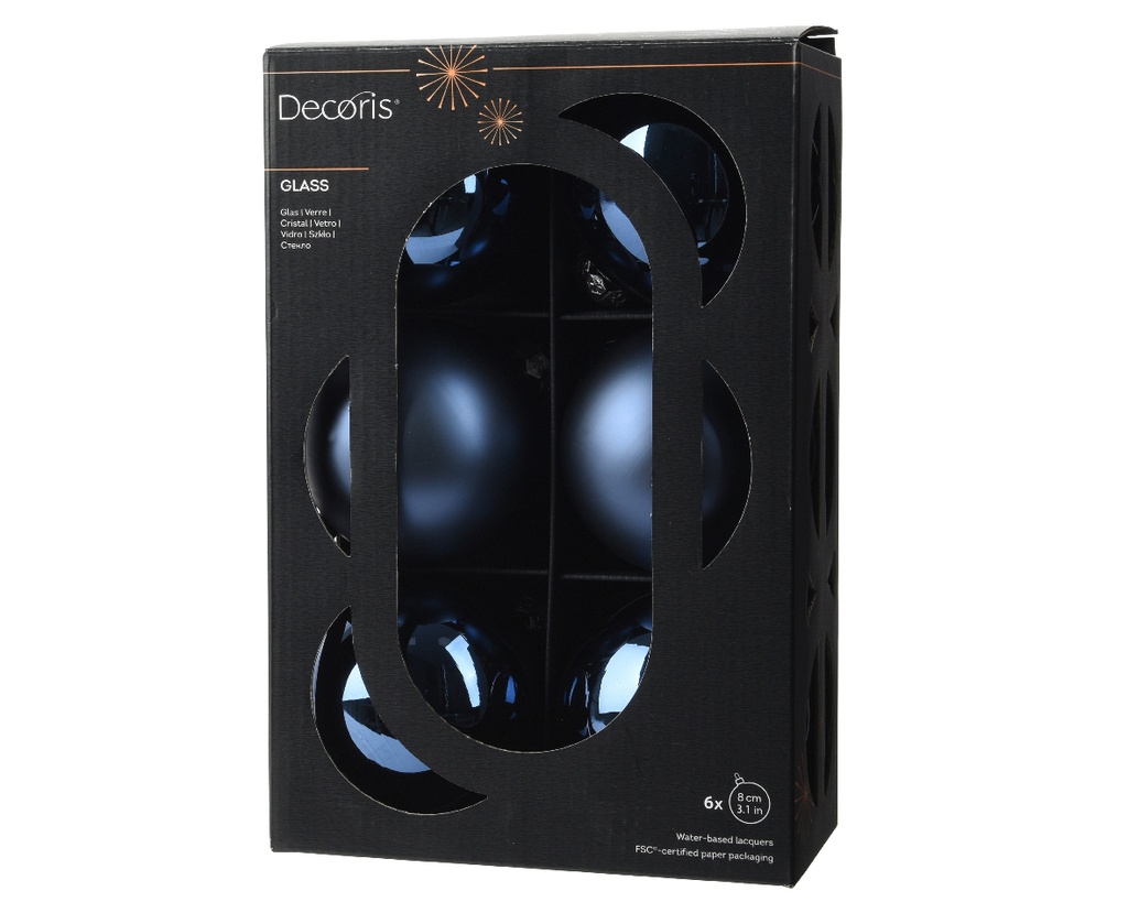 BOLAS CRIS AZUL NOCHE - CAJA DE 6 - dia8.00cm