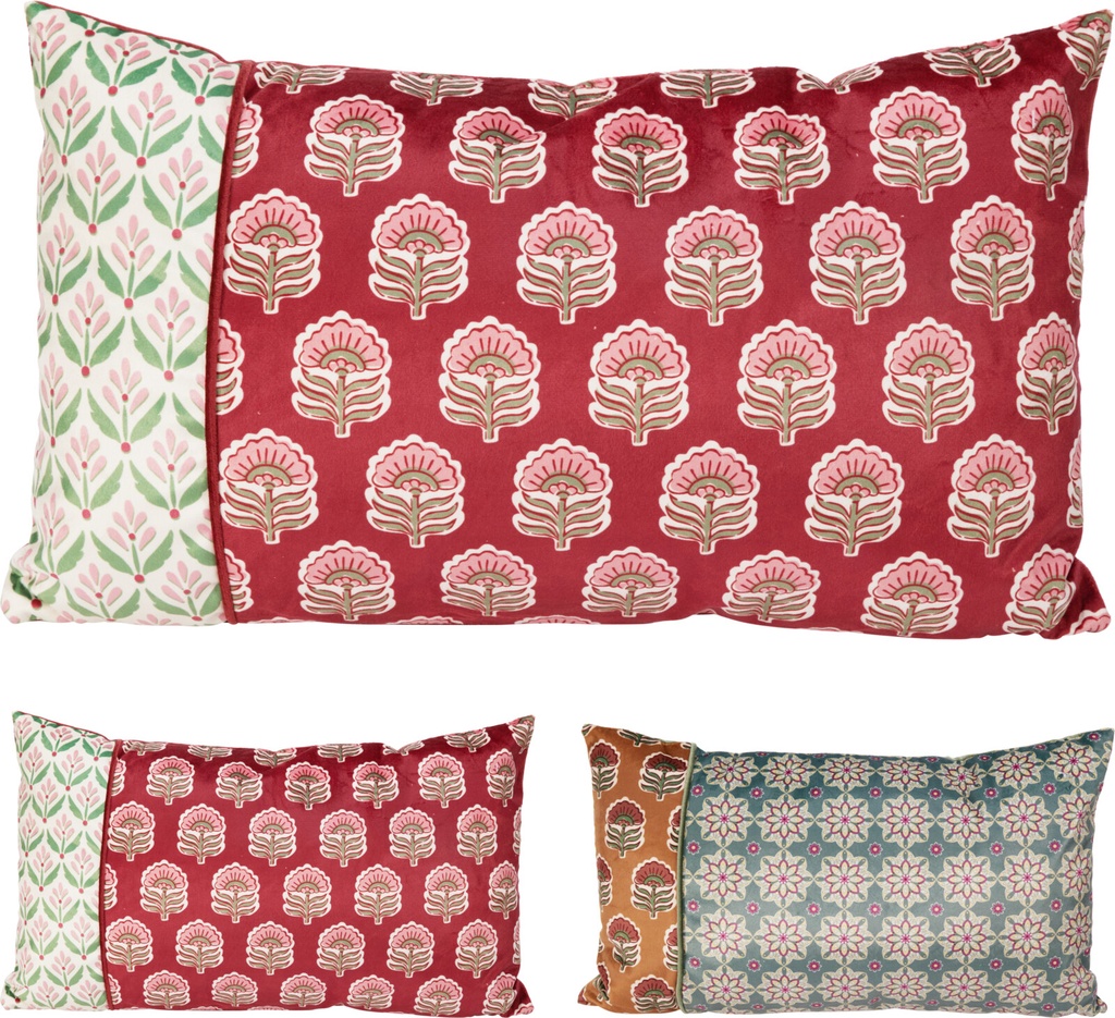 COJIN  ATERCIOPELADO MOTIVO PAISLEY - 50X30CM - 2 COLORES 