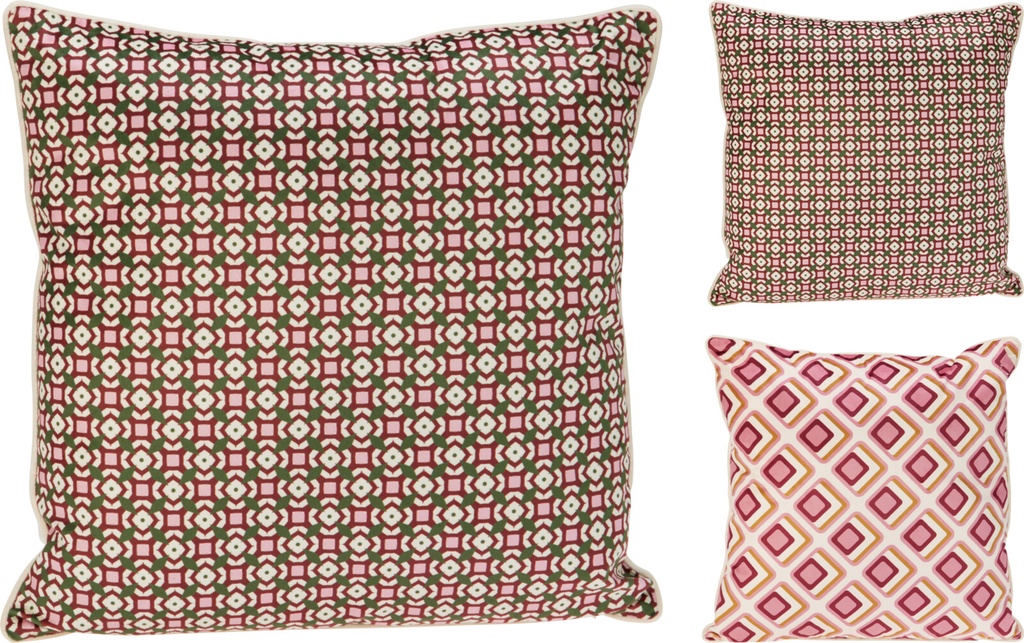 COUSSIN AVEC MOTIF GRAPHIQUE - 45 X 45 CM - 2 COULEURS - PRIX UNITAIRE 