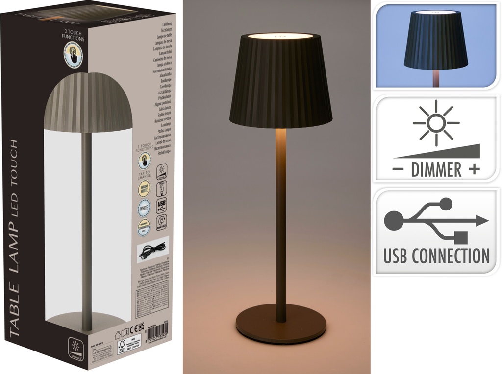 LAMPARITA DE MESA - 9X27CM - COLOR TAUPE - RECARGABLE