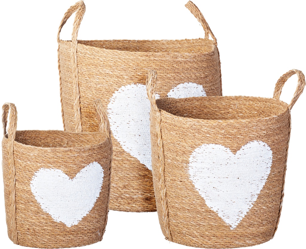 CESTAS NATURALES CON CORAZON - SET DE 3 -  