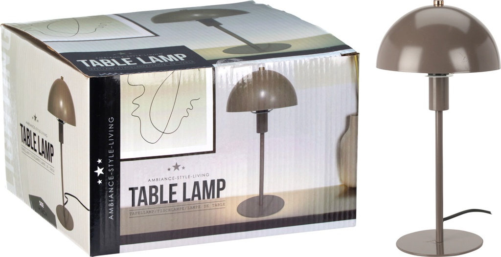 LAMPARA DE MESA METAL - 18X36CM - COLOR TAUPE