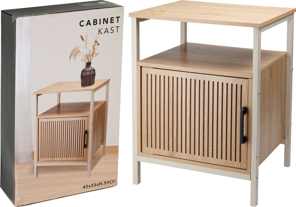 TABLE DE CHEVET EN METAL ET BOIS - 34,5cm x 8,5cm x 56cm