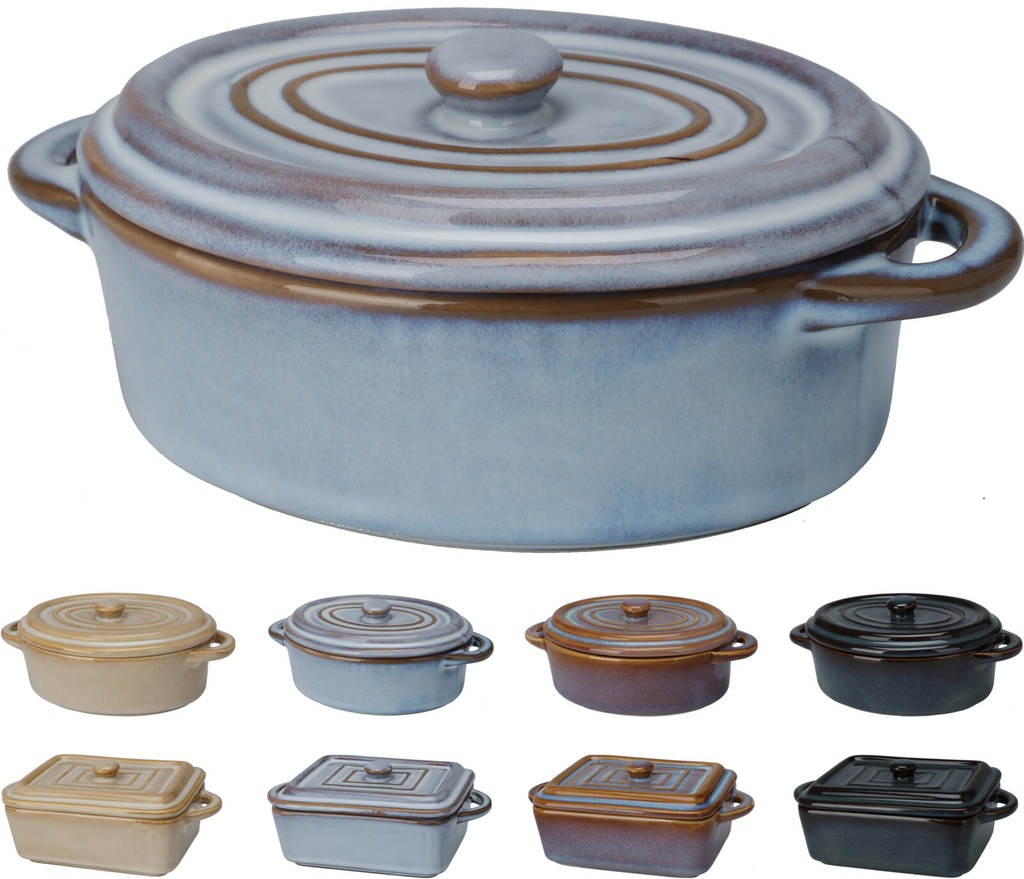 OLLA GRES - 16cm x 9.5cm x 6.5cm  - APTO HORNO!  - 2 MODELOS, 4 COLORES - PRECIO UNIDAD